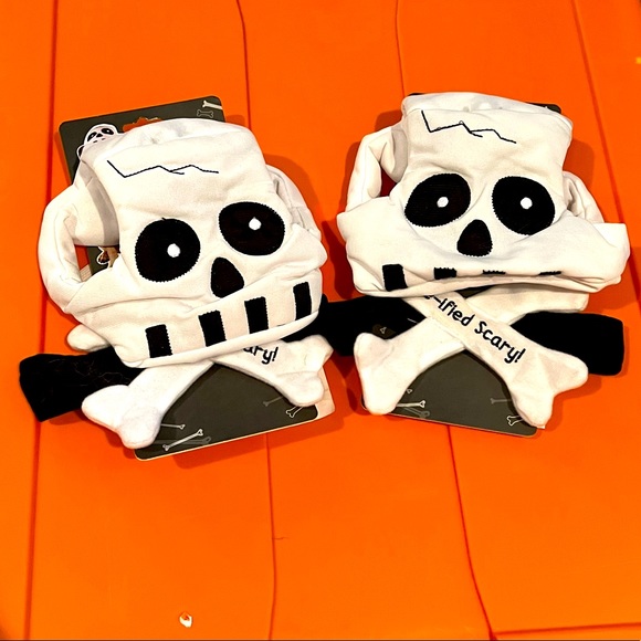 SPOOKY SKULL dog headpiece costume set of 2 L/XL Halloween NWT Bone-ified SCARY - Picture 2 of 5